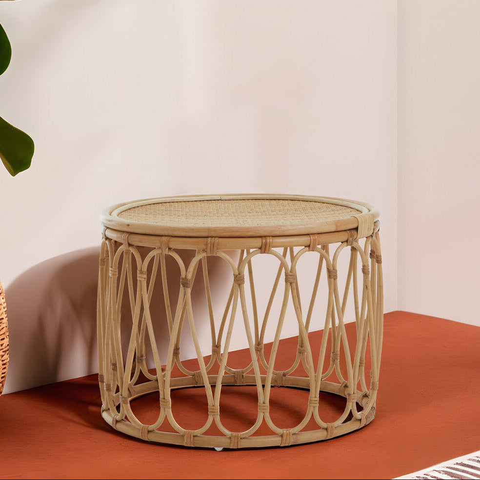 Natural Rattan Round Side Table