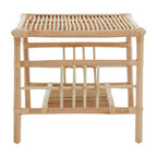 Natural Rattan Rectangular Coffee Table with Lower Storage Shelf