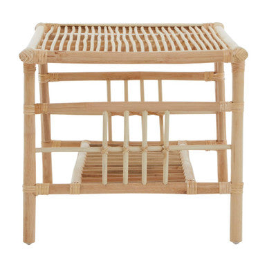 Natural Rattan Rectangular Coffee Table with Lower Storage Shelf