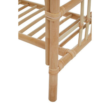 Natural Rattan Rectangular Coffee Table with Lower Storage Shelf