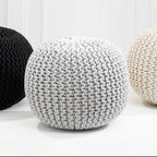 Grey Knit Pouffe