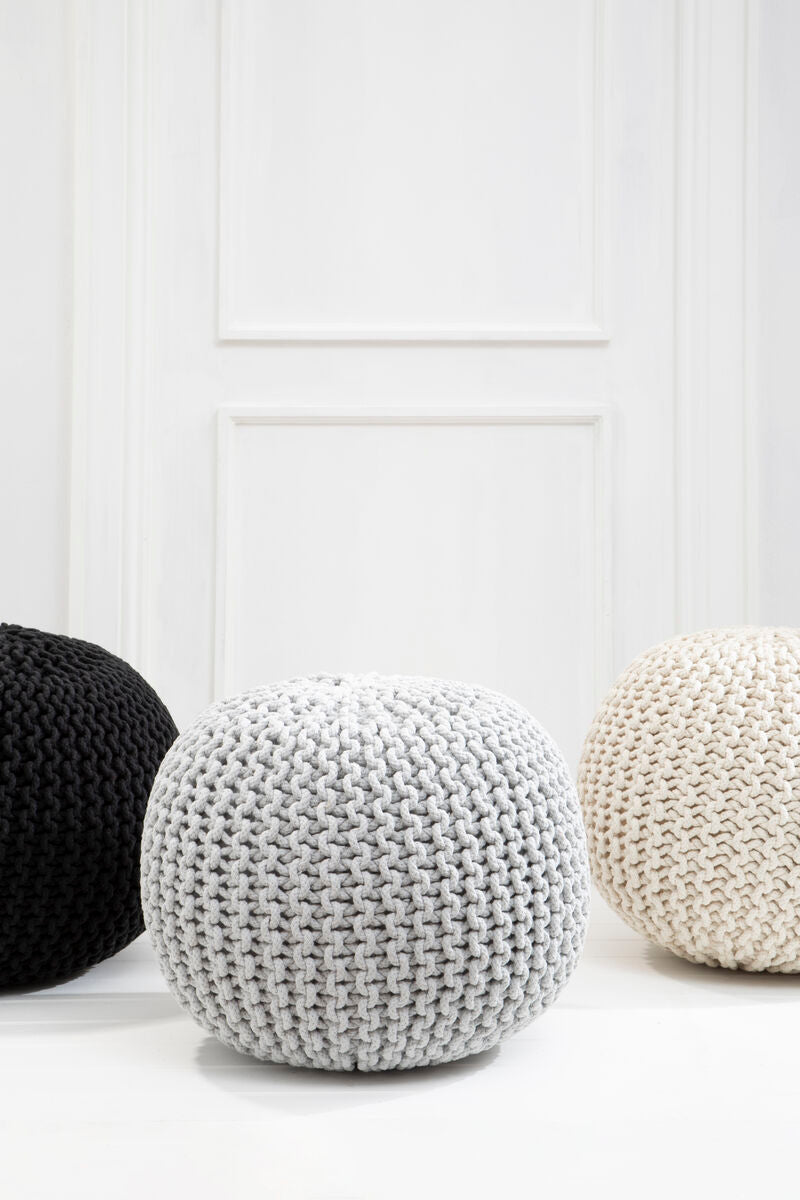 Knit Cream Pouffe