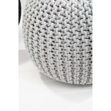 Grey Knit Pouffe
