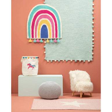 Grey Knit Pouffe