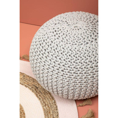 Grey Knit Pouffe