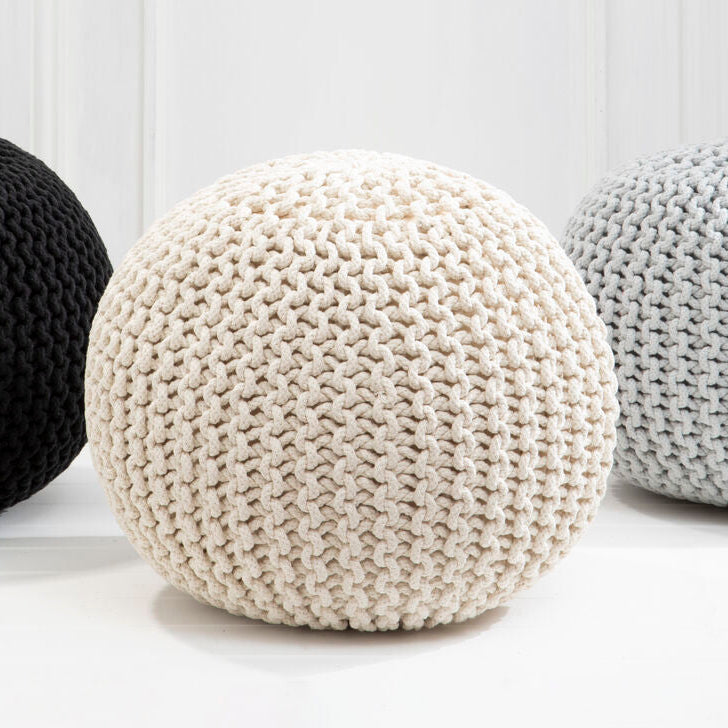 Knit Cream Pouffe
