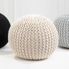 Knit Cream Pouffe