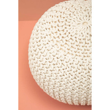 Knit Cream Pouffe