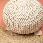 Knit Cream Pouffe