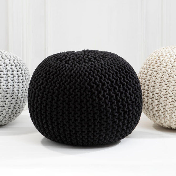 Knit Black Pouffe