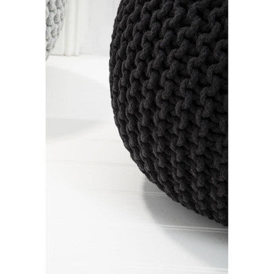 Knit Black Pouffe