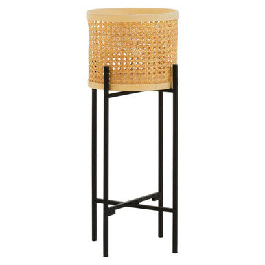 Small Rattan Planter with Metal Stand
