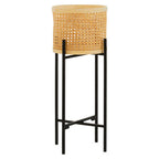 Small Rattan Planter with Metal Stand