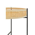 Natural Rattan Tray Coffee Table with Black Finish Metal Base