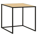 Natural Rattan and Black Finish Metal Square Side Table