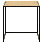 Natural Rattan and Black Finish Metal Square Side Table
