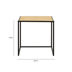 Natural Rattan and Black Finish Metal Square Side Table