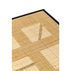 Natural Rattan and Black Finish Metal Square Side Table