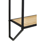Natural Rattan and Black Finish Metal 2 Tier Wall Shelf