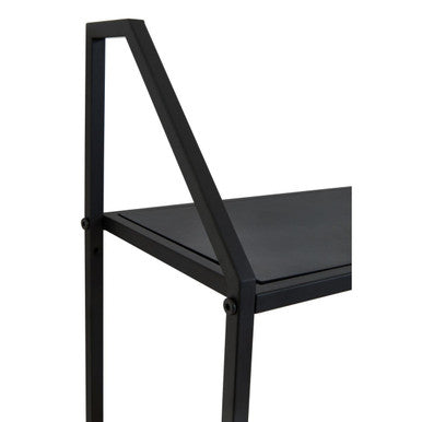 Natural Rattan and Black Finish Metal 2 Tier Wall Shelf