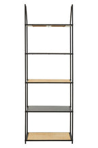 Natural Rattan and Black Finish Metal 5 Tier Shelf Unit