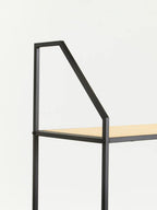 Natural Rattan and Black Finish Metal 5 Tier Shelf Unit