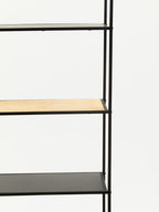 Natural Rattan and Black Finish Metal 5 Tier Shelf Unit