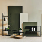 Natural Rattan and Black Finish Metal 5 Tier Shelf Unit