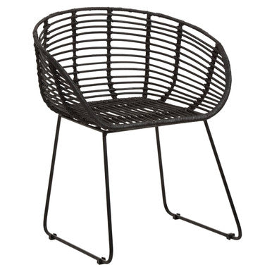 Black Rattan Chair with Black Metal Frame