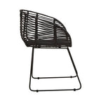 Black Rattan Chair with Black Metal Frame