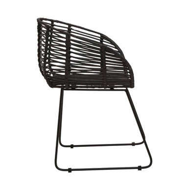 Black Rattan Chair with Black Metal Frame