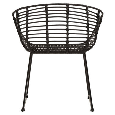 Black Rattan Chair with Black Metal Frame