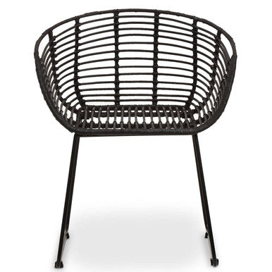 Black Rattan Chair with Black Metal Frame