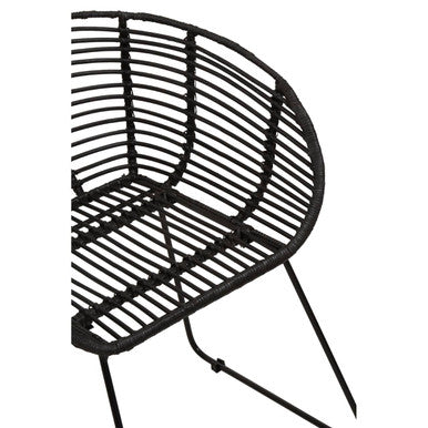 Black Rattan Chair with Black Metal Frame