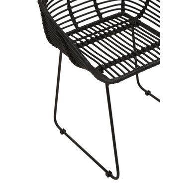 Black Rattan Chair with Black Metal Frame