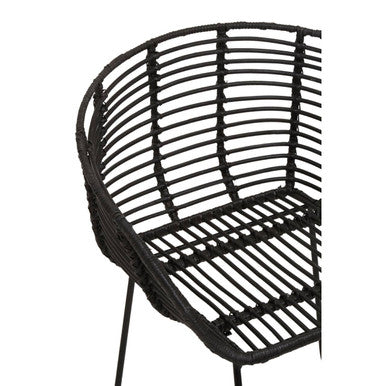 Black Rattan Chair with Black Metal Frame