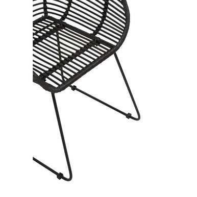 Black Rattan Chair with Black Metal Frame