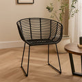 Black Rattan Chair with Black Metal Frame