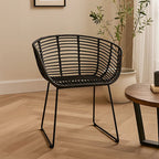 Black Rattan Chair with Black Metal Frame
