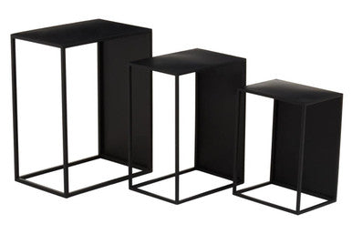 Black Metal Set of 3 Nesting Side Tables