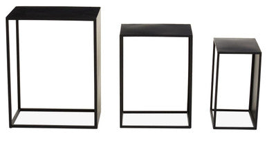 Black Metal Set of 3 Nesting Side Tables