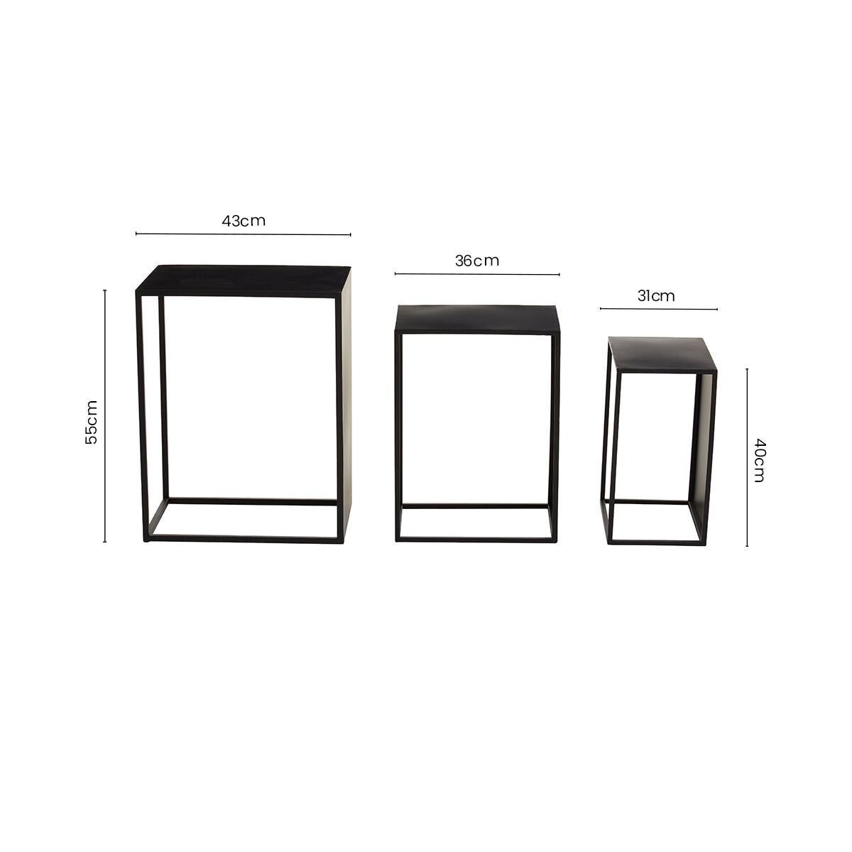Black Metal Set of 3 Nesting Side Tables