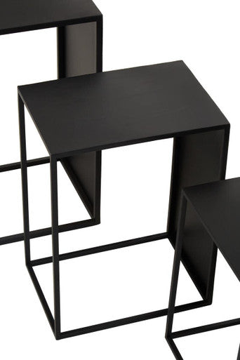 Black Metal Set of 3 Nesting Side Tables