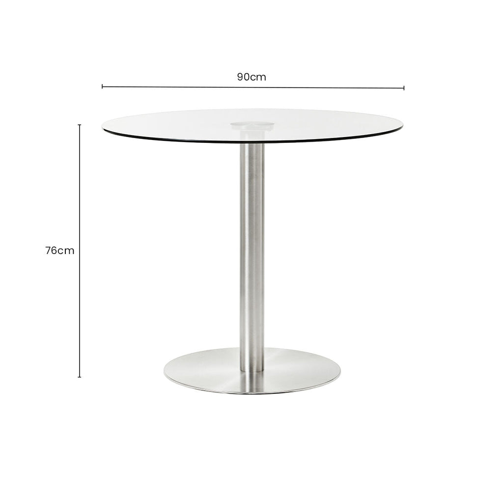 Clear Glass Round Dining Table with Silver Finish Base