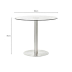 Clear Glass Round Dining Table with Silver Finish Base
