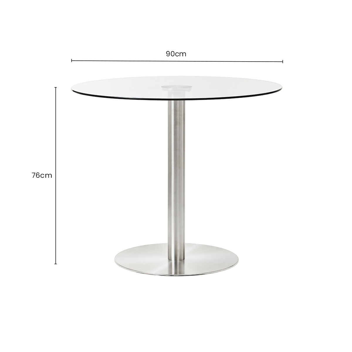 Clear Glass Round Dining Table with Silver Finish Base