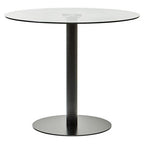Clear Glass Round Dining Table with Black Finish Base