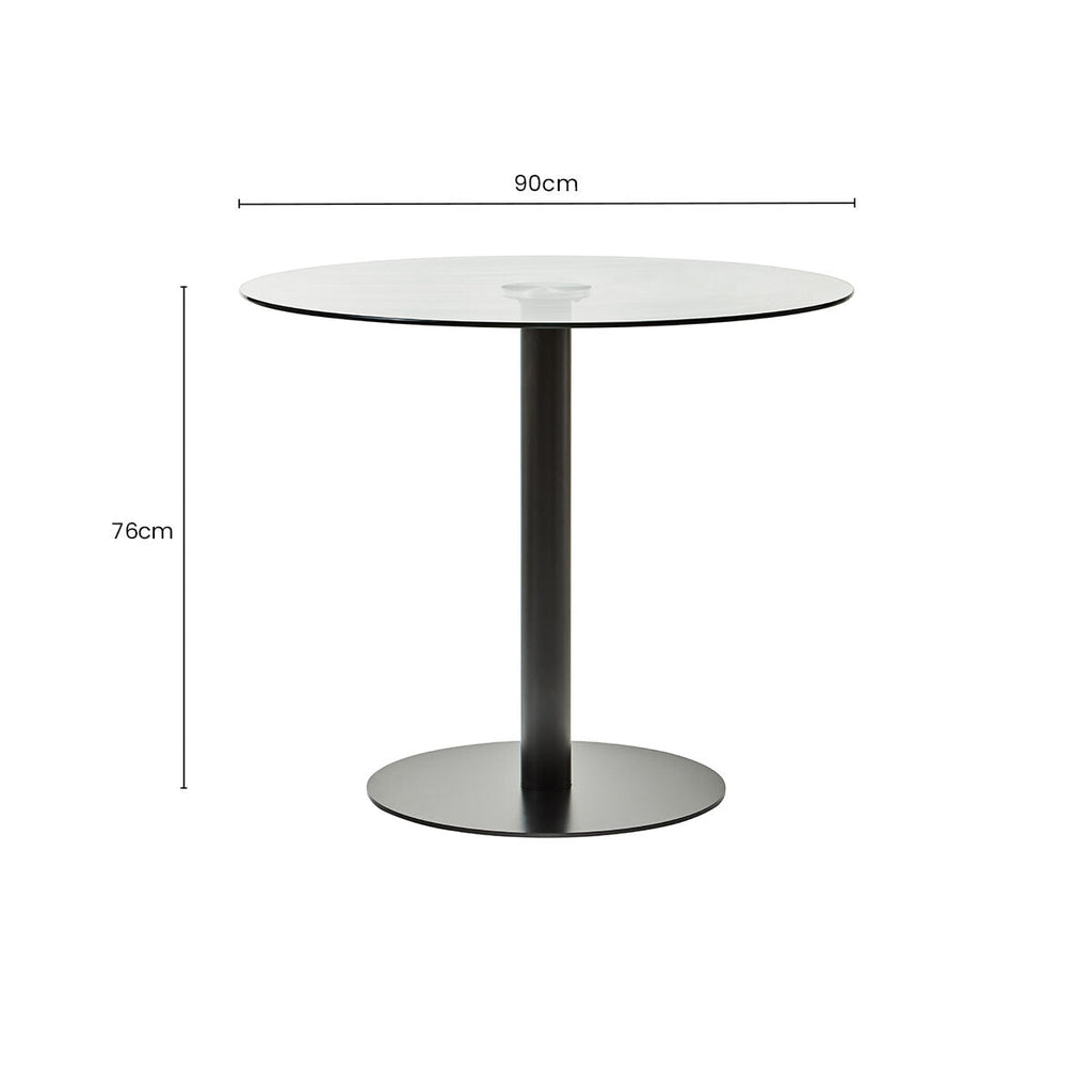 Clear Glass Round Dining Table with Black Finish Base