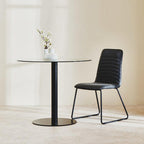 Clear Glass Round Dining Table with Black Finish Base