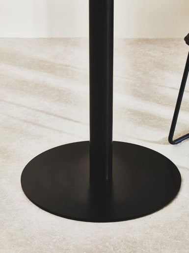 Clear Glass Round Dining Table with Black Finish Base